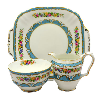 crown staffordshire part tea set lyris tunis blue