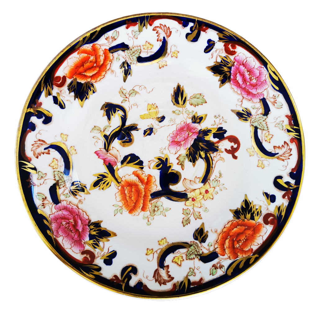 Antique Masons Mandalay Blue Ironstone China Pear Shape Breakfast Cup and Saucer