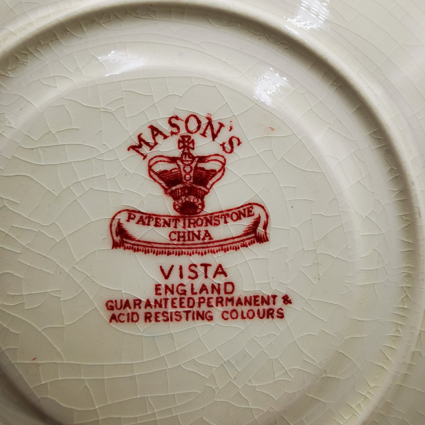 Vintage Masons Ironstone Red & White Vista China Soup Cup and Saucer