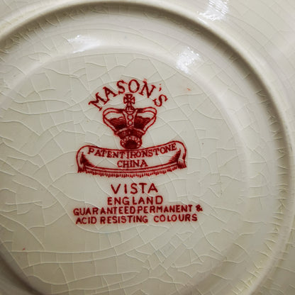 Vintage Masons Ironstone Red & White Vista China Soup Cup and Saucer
