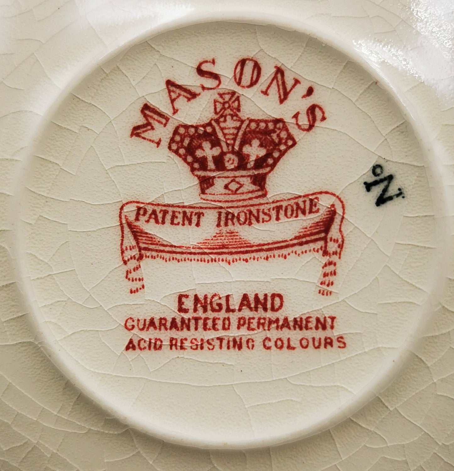 Vintage Masons Ironstone Red & White Vista China Teacup and Saucer