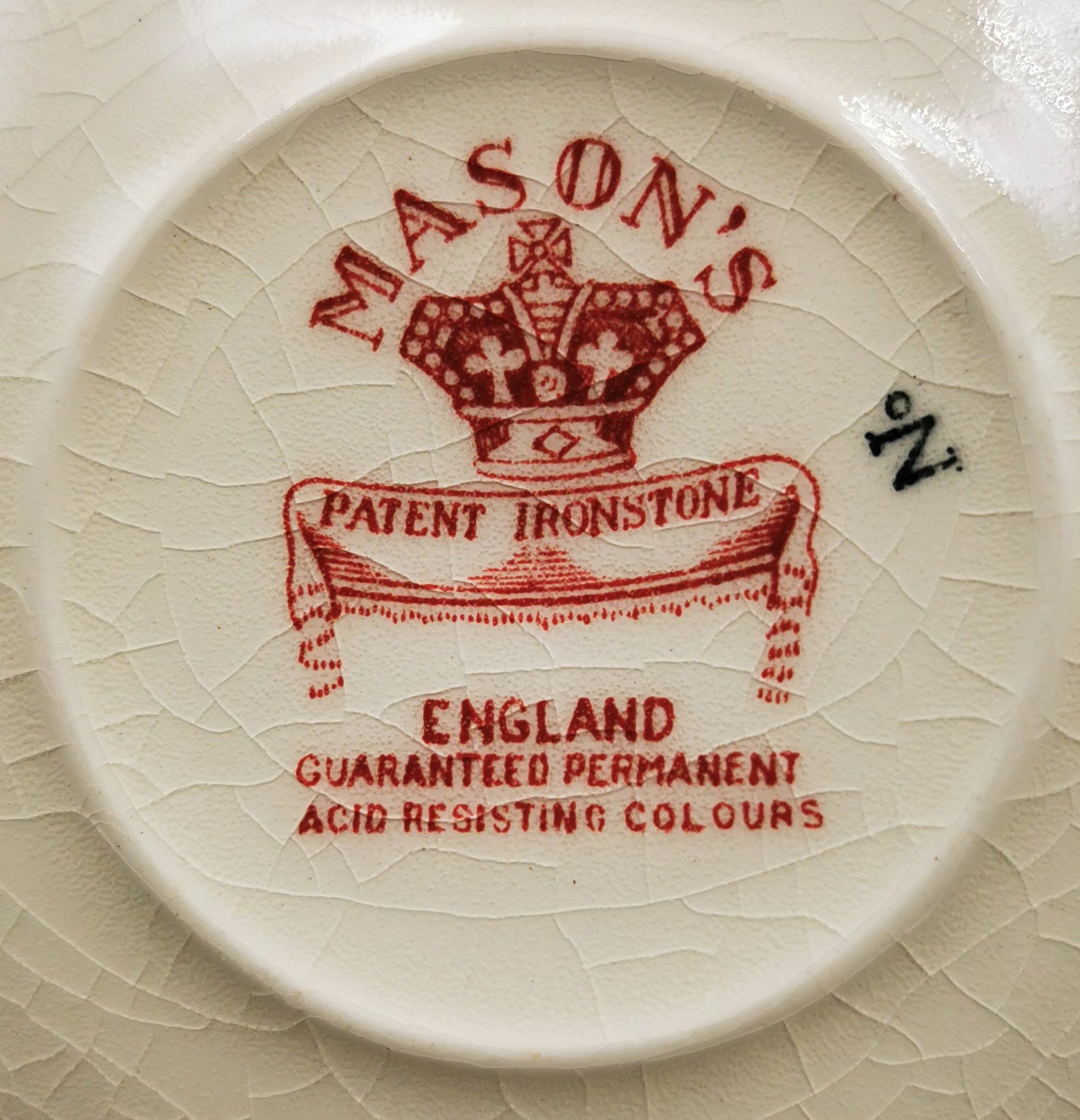 Vintage Masons Ironstone Red & White Vista China Teacup and Saucer