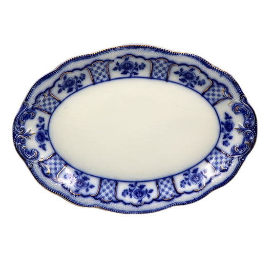 Antique W H Grindley Melbourne Flo Blue and White China 18.25-inch Platter