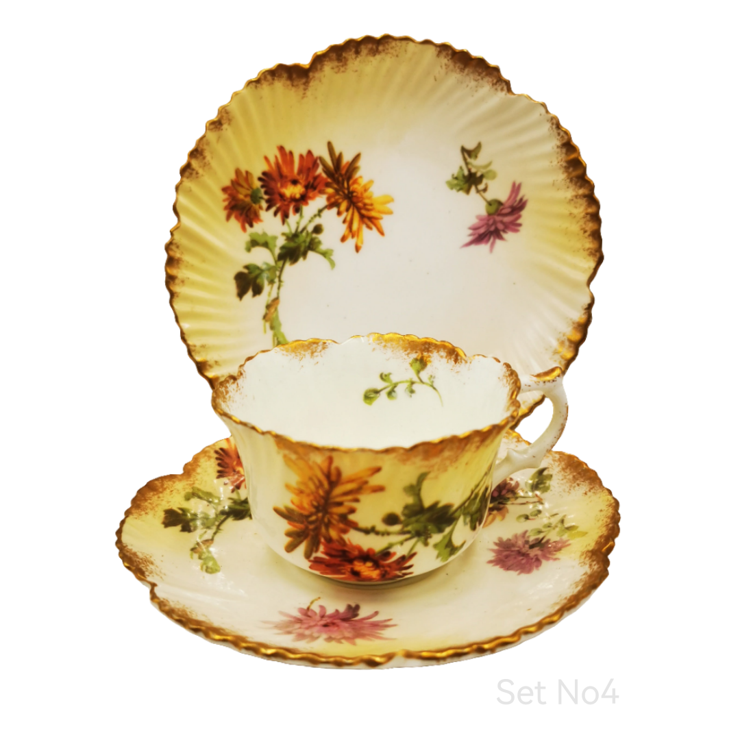 Floral teacup and saucer set on a white background