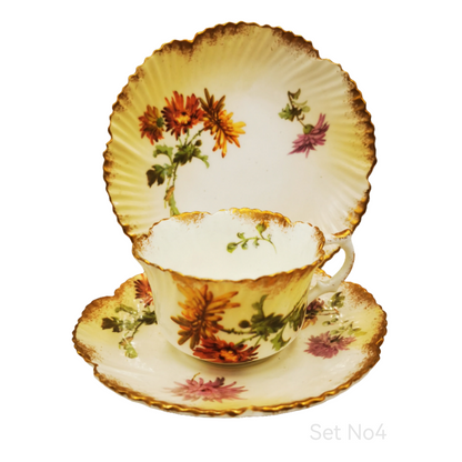 Floral teacup and saucer set on a white background