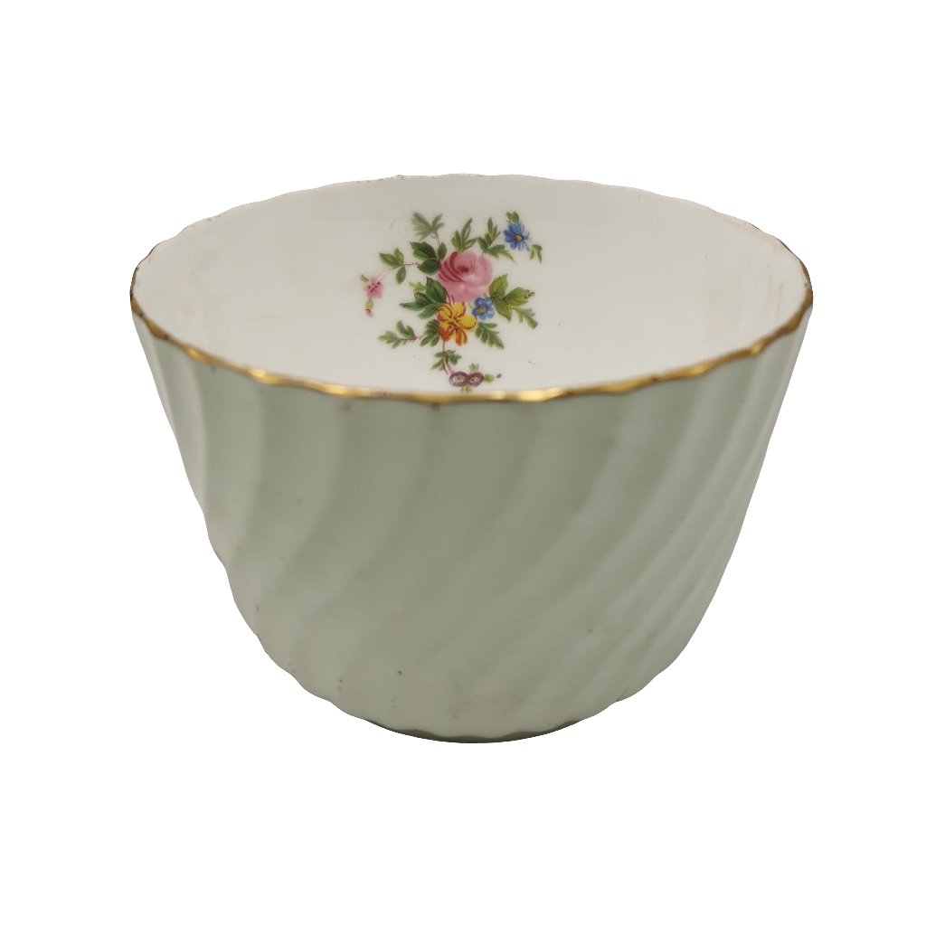 Minton Fluted Pale Green and White China Milk Jug & Sugar Bowl