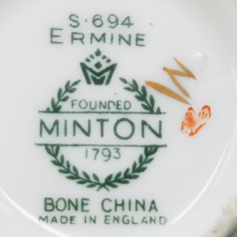 Minton Floral China Ermine S694 Coffee Cup and Saucer – Vintage