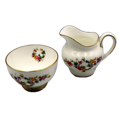 Vintage Minton China Spring Flowers Sugar Bowl and Milk Jug