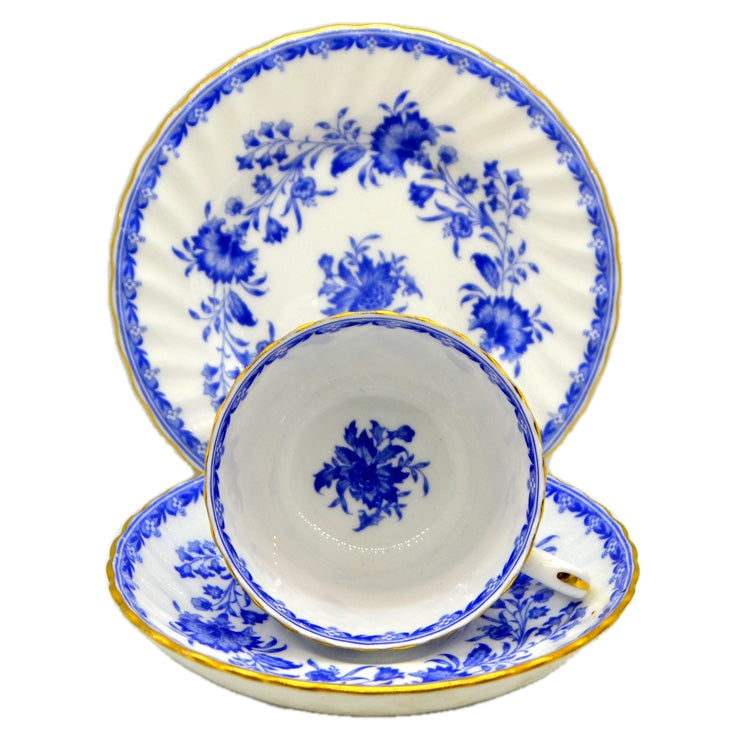 Minton Hardwicke Hall Blue and White China Teacup Saucer & Side Plate Trio