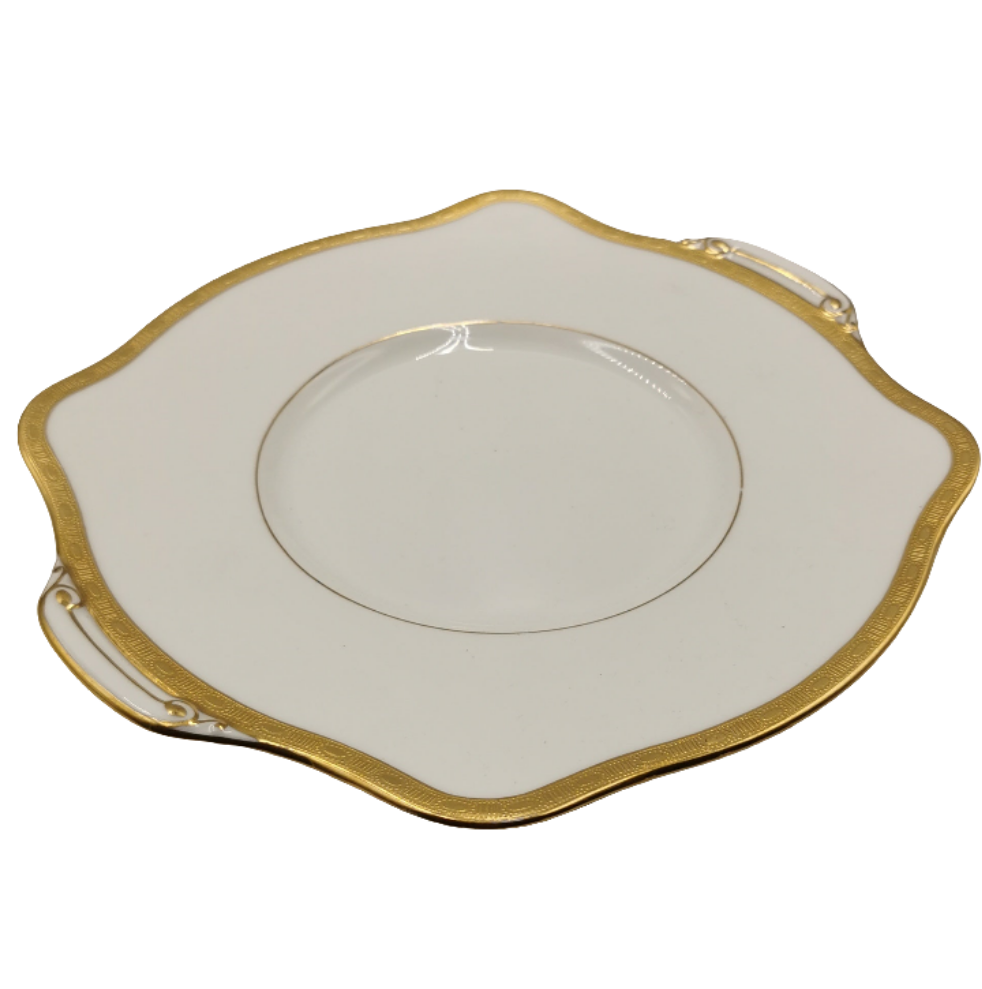 Minton Winchester K132 Gold and White China Cake Plate 1953