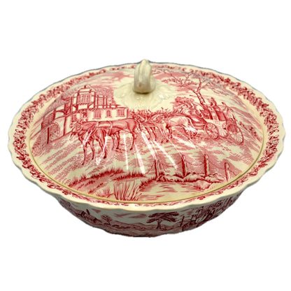 Myott Royal Mail Ironstone Red and White China Large Lidded Tureen