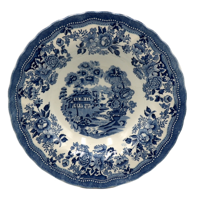 Myott Tonquin Blue and White China 9-Inch Soup Bowl