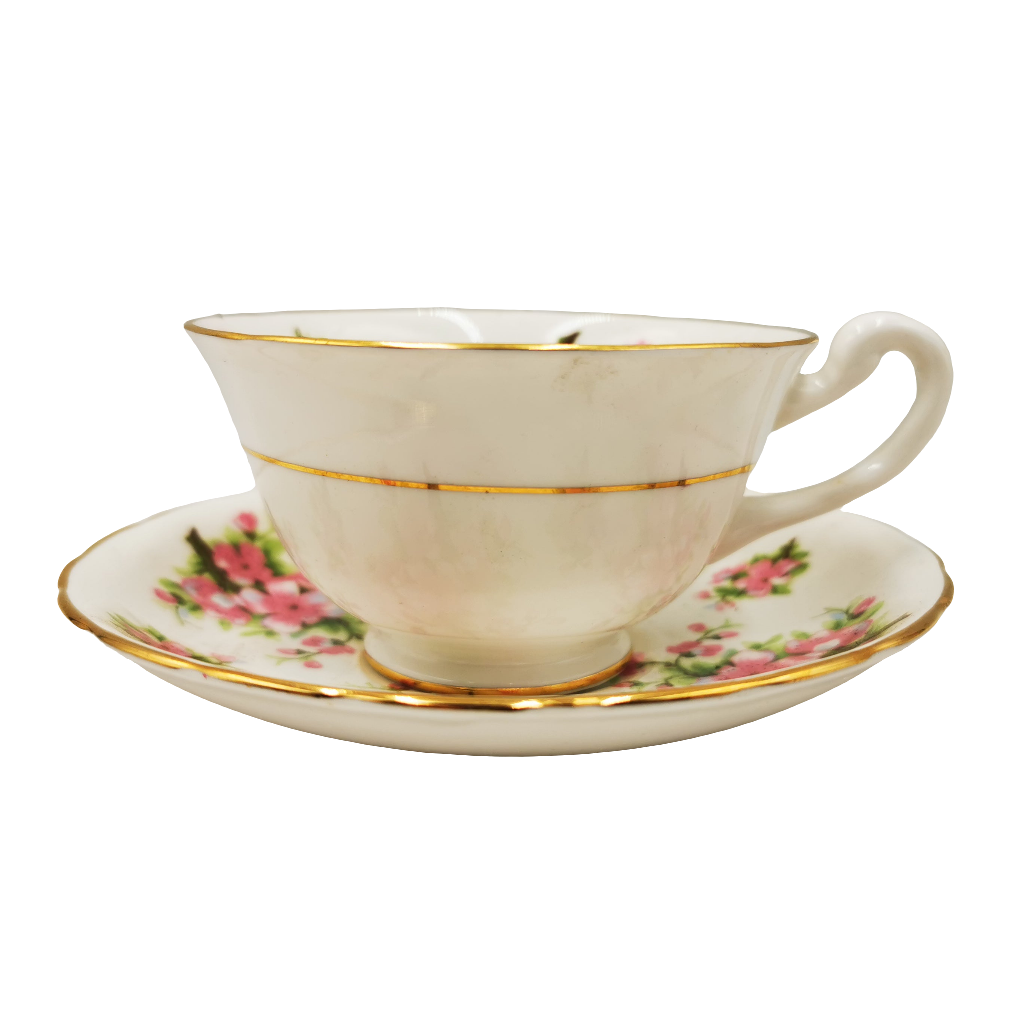 New Chelsea China Pattern 3063 Pink Cherry Blossom Floral Open Bowl Teacup