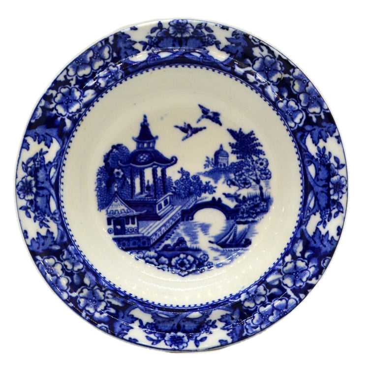 Olde Alton Ware Blue and White China Blue Pagoda Berry Bowl