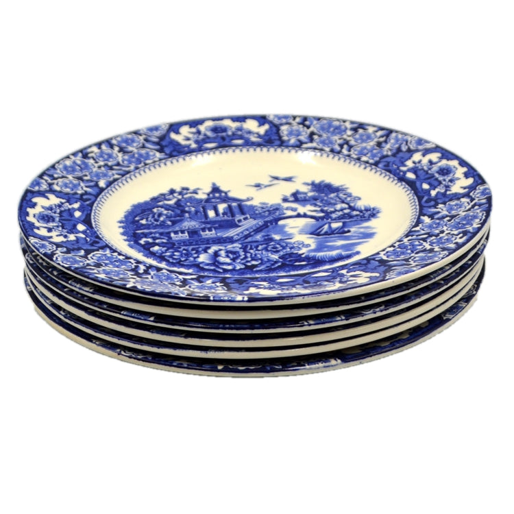 Swinnerton Olde Alton Ware Blue and White China Blue Pagoda 8-inch Salad Plate