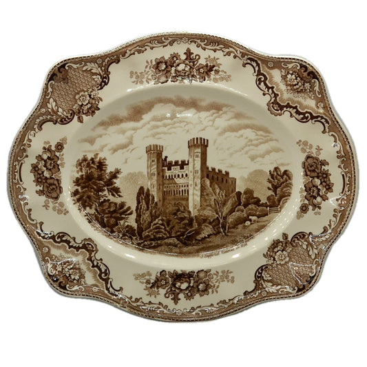 Johnson Bros China Brown and White Stafford Castle Platter