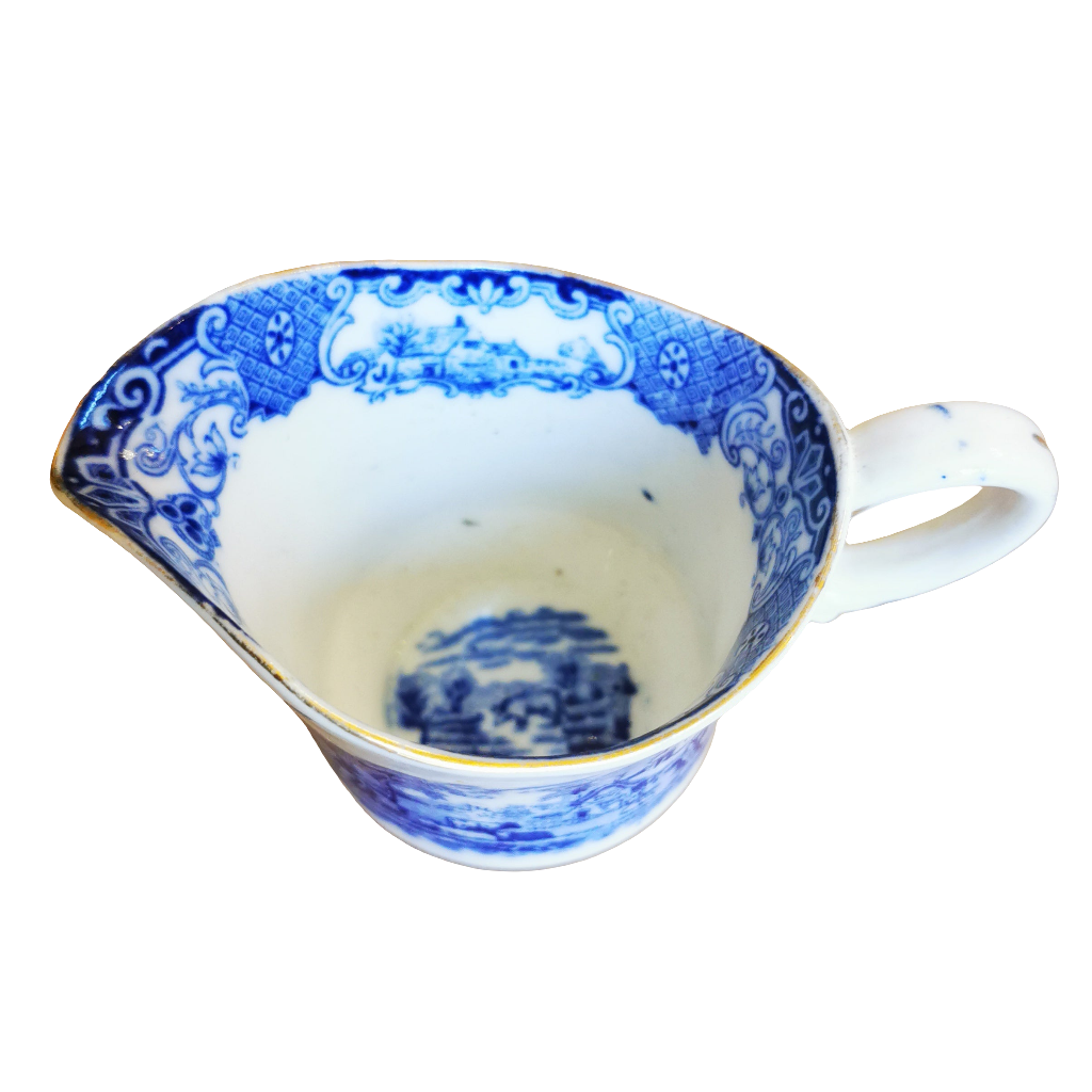 Heathcote Blue and White China Old English Scenery 4658 Small Milk Jug