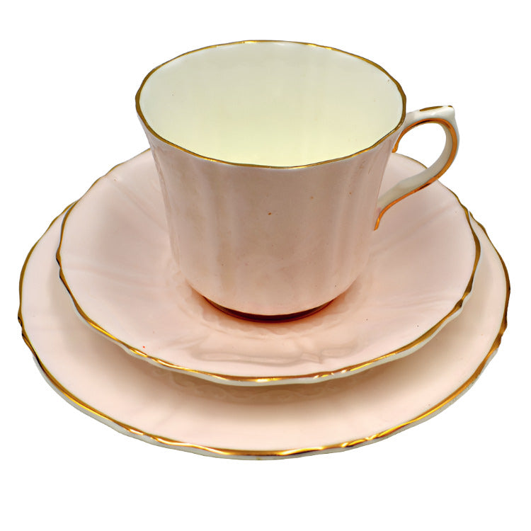 Sampson Smith Old Royal 3239 Bone China Powder Pink Ground Teacup Trio