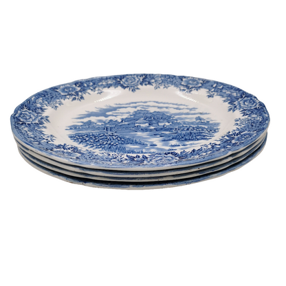 Vintage Salem Blue and White China Co. English Village Pattern Oval Dinner Platter