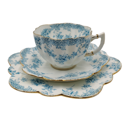 Antique Star China Company Paragon 1492 Blue and White Bone China Teacup Trio