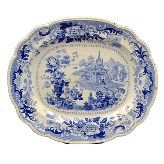 Magnifcent Antique Joseph Clementson Pekin Sketches Blue and White China Platter