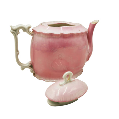 Vintage Pink Lustre Pink Oval Teapot With A Picture of Ramsgate Harbour