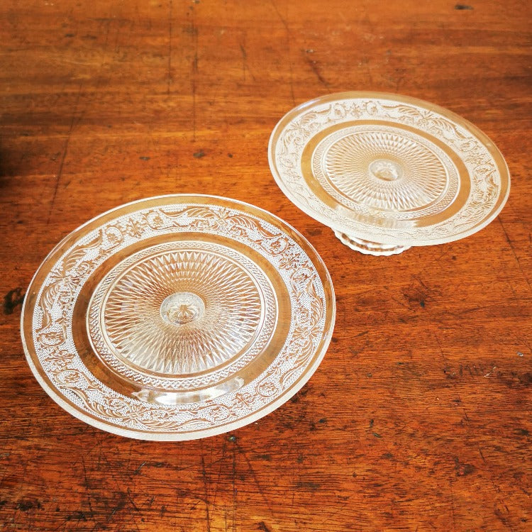 pressed glass cake stands