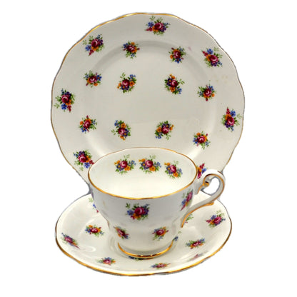 Royal Standard Bone China Floral Bouquet 502 Teacup Saucer and Side Plate Trio