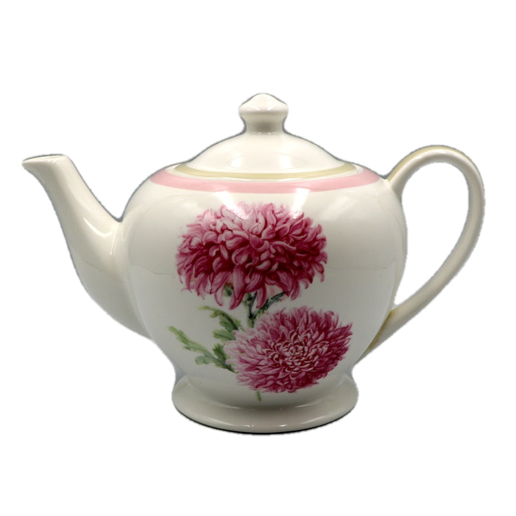 RHS Queens Churchill Chrysanthemum Floral China Large Teapot Vintage