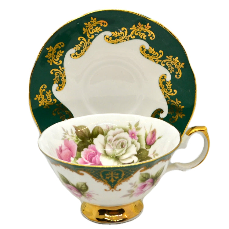 Queen's China Crownford Rosina Green Emperor Teacup and Saucer