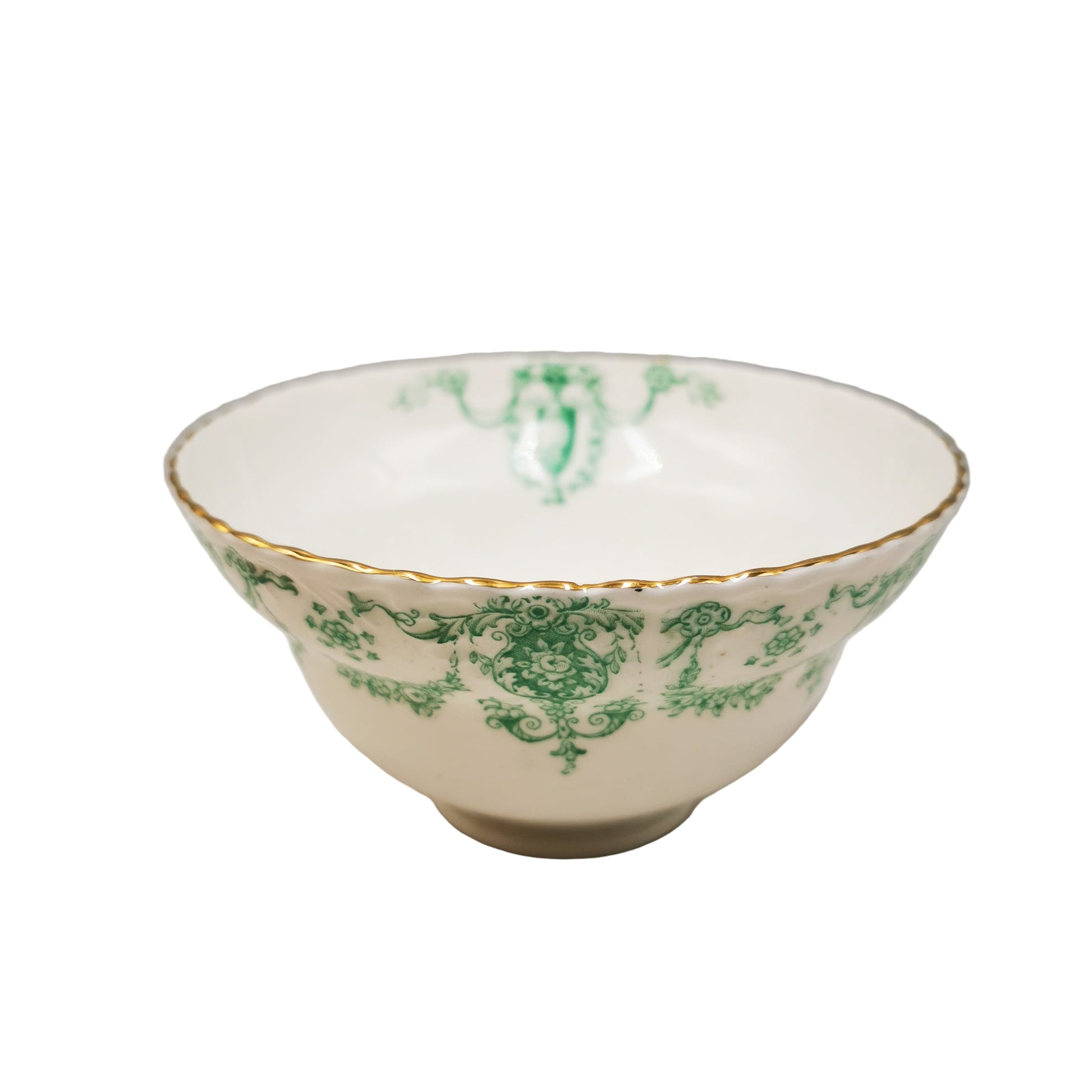 Samuel Radford Sandon 1645 Green and White China Sugar Bowl and Milk Jug