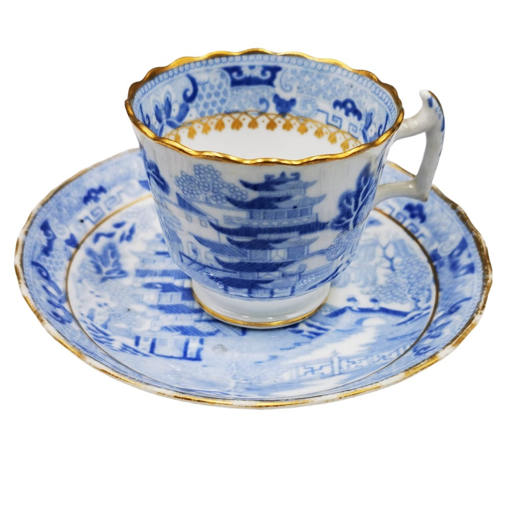 Samuel Rathbone Broseley Blue and White China Cup and Saucer 1800-1820