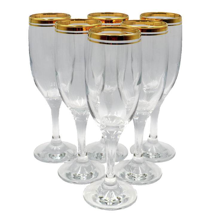 Rayware Glass Vintage Set of 6 Boxed Rayware Classic Gold Glass Champagne Flutes ...