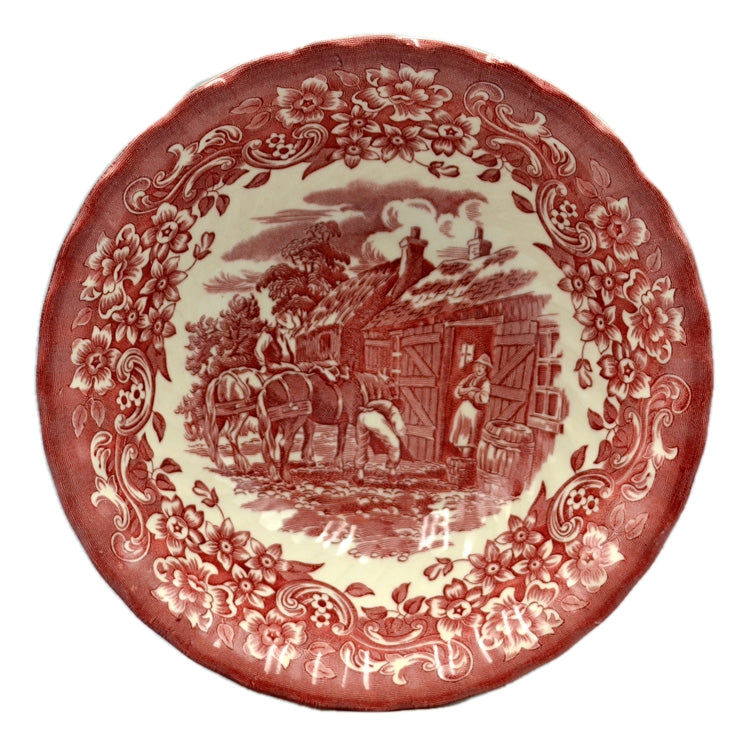 English Ironstone Tableware Red and White China Cereal Bowl 