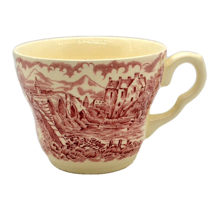 Vintage English Ironstone Tableware Red And Cream Pastoral Country Scene Cup