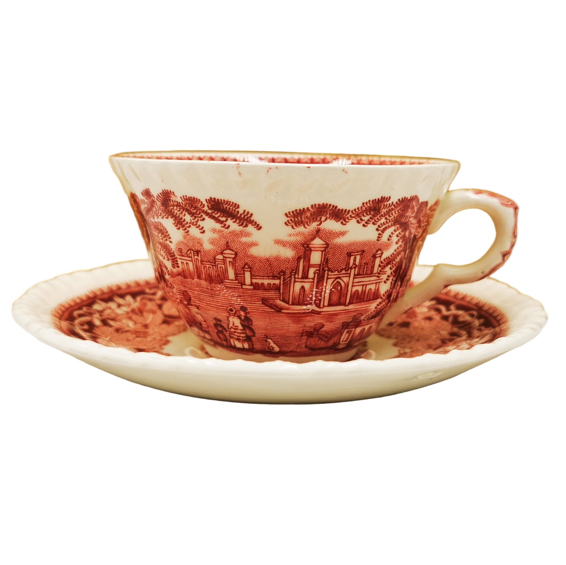 Vintage Masons Ironstone Red & White Vista China Teacup and Saucer