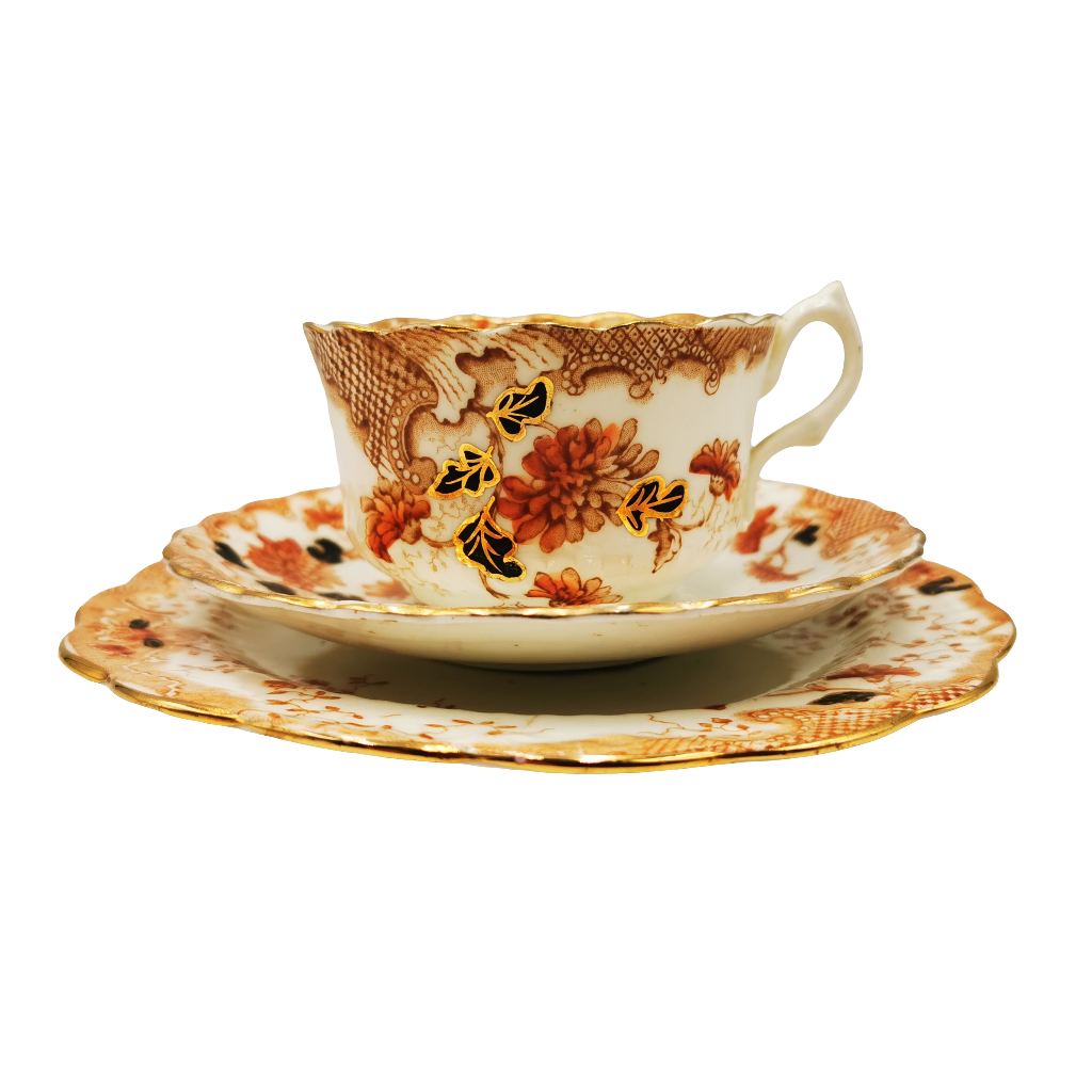 Antique Redfern & Drakeford Floral China 2307 Teacup Trio