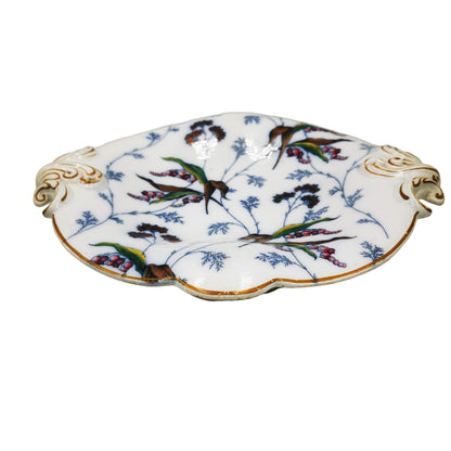 Antique E J Ridgway 9230 + 9260 ALBA China Sort Comport Stand  and Plate Set 1860-1873