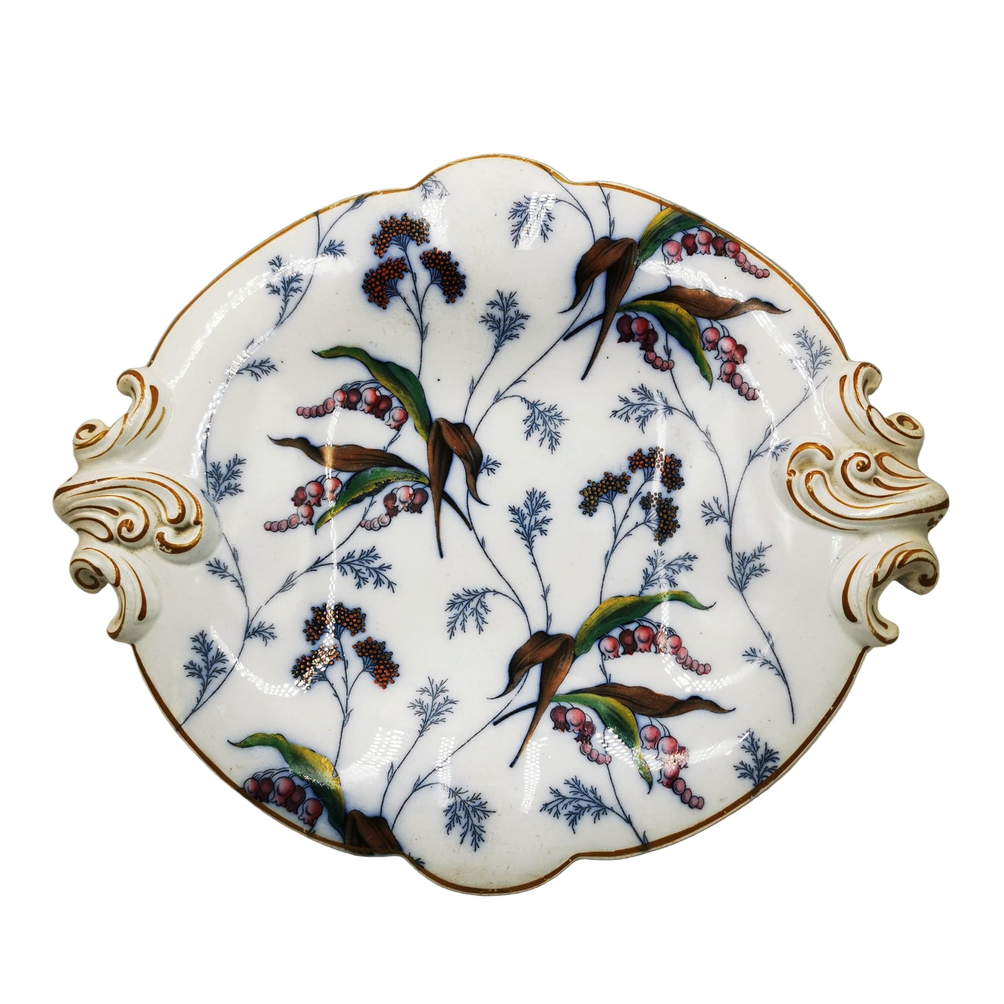 Antique E J Ridgway 9230 + 9260 ALBA China Sort Comport Stand  and Plate Set 1860-1873