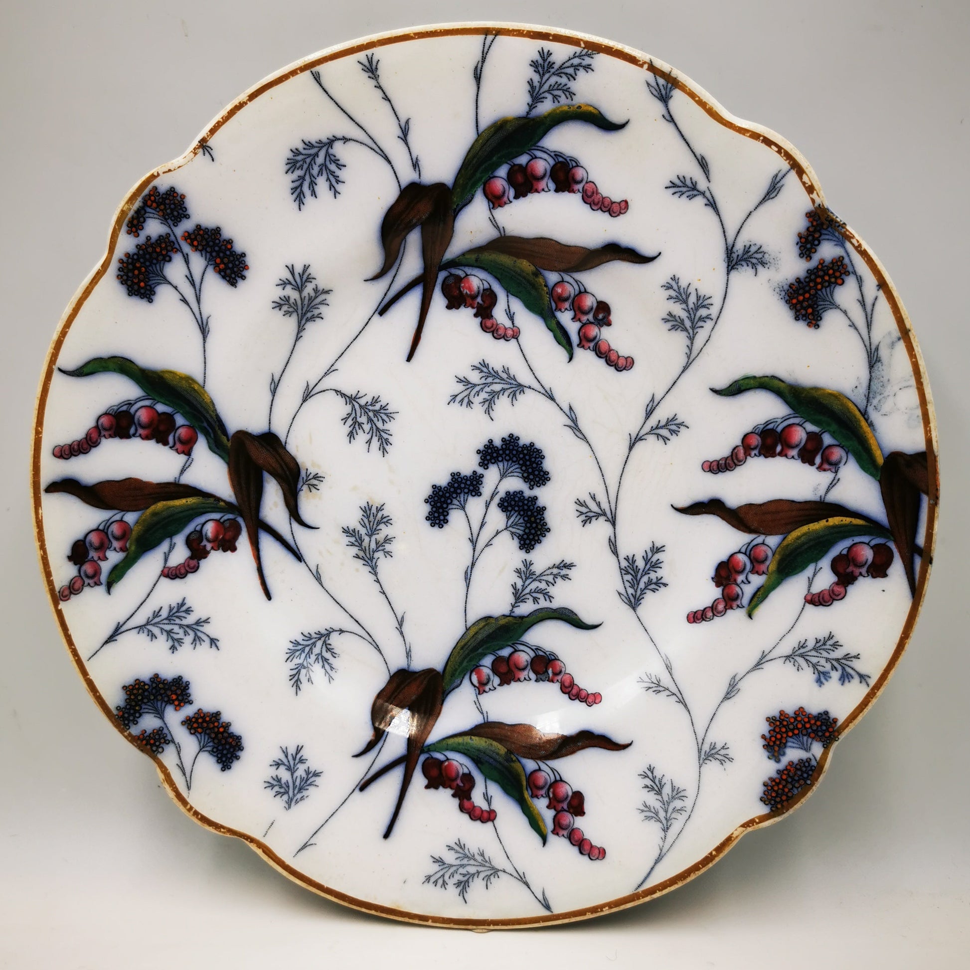 Antique E J Ridgway 9230 + 9260 ALBA China Sort Comport Stand  and Plate Set 1860-1873