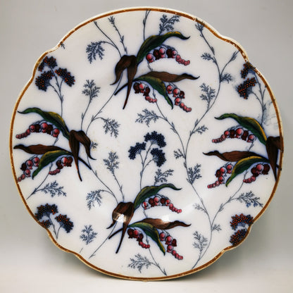 Antique E J Ridgway 9230 + 9260 ALBA China Sort Comport Stand  and Plate Set 1860-1873