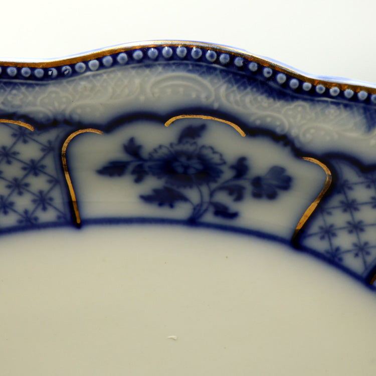 Antique W H Grindley Melbourne Flow Blue and White China 18.25-inch Platter