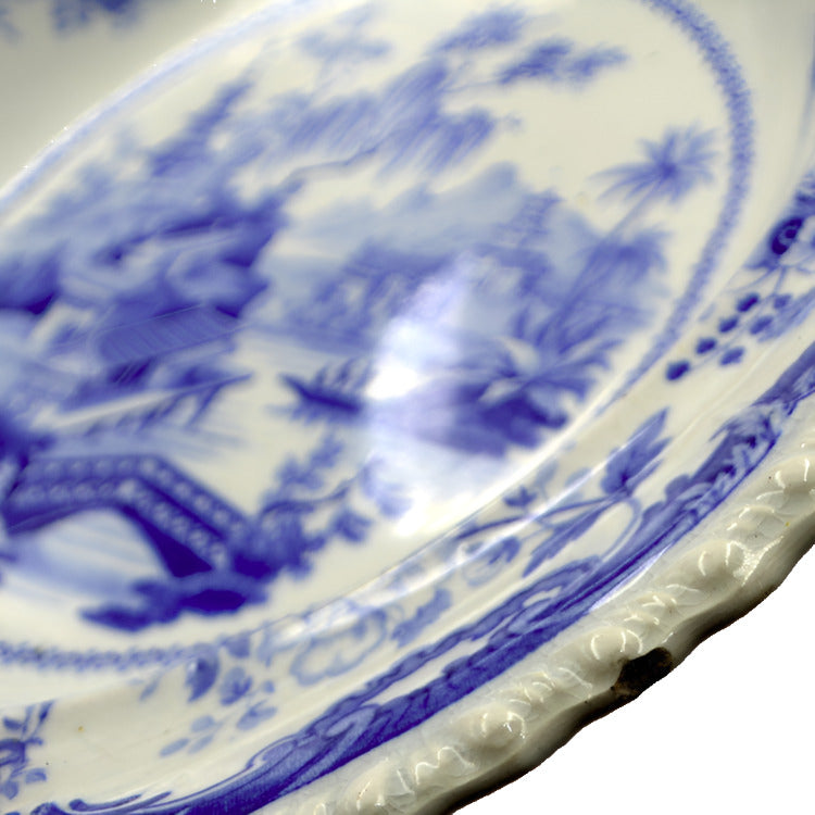 Minton Chinese Marine Soup Plate Blue and White China c1830