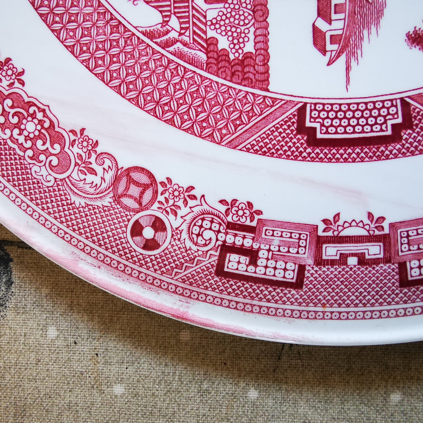 Spode Archive Collection Red and White China Willow Serving Plate