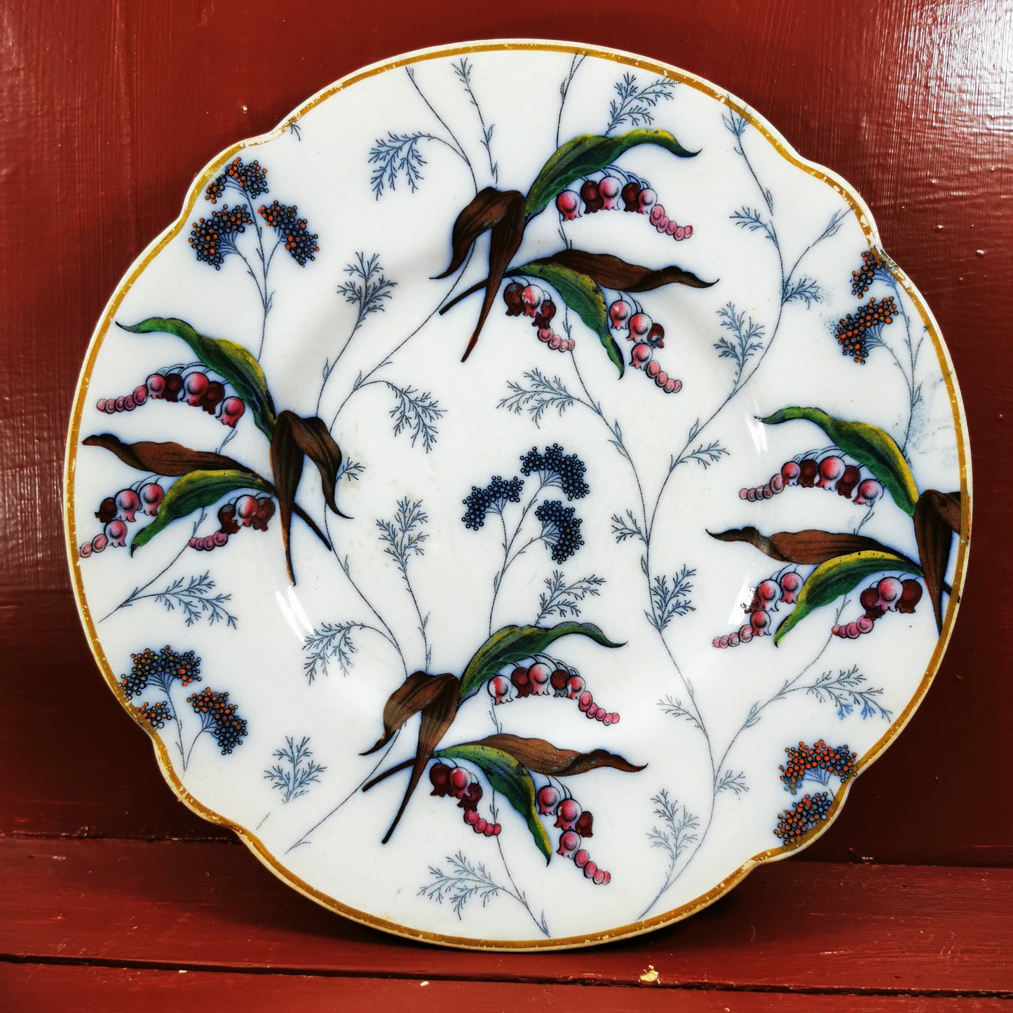 Antique E J Ridgway 9230 + 9260 ALBA China Sort Comport Stand  and Plate Set 1860-1873