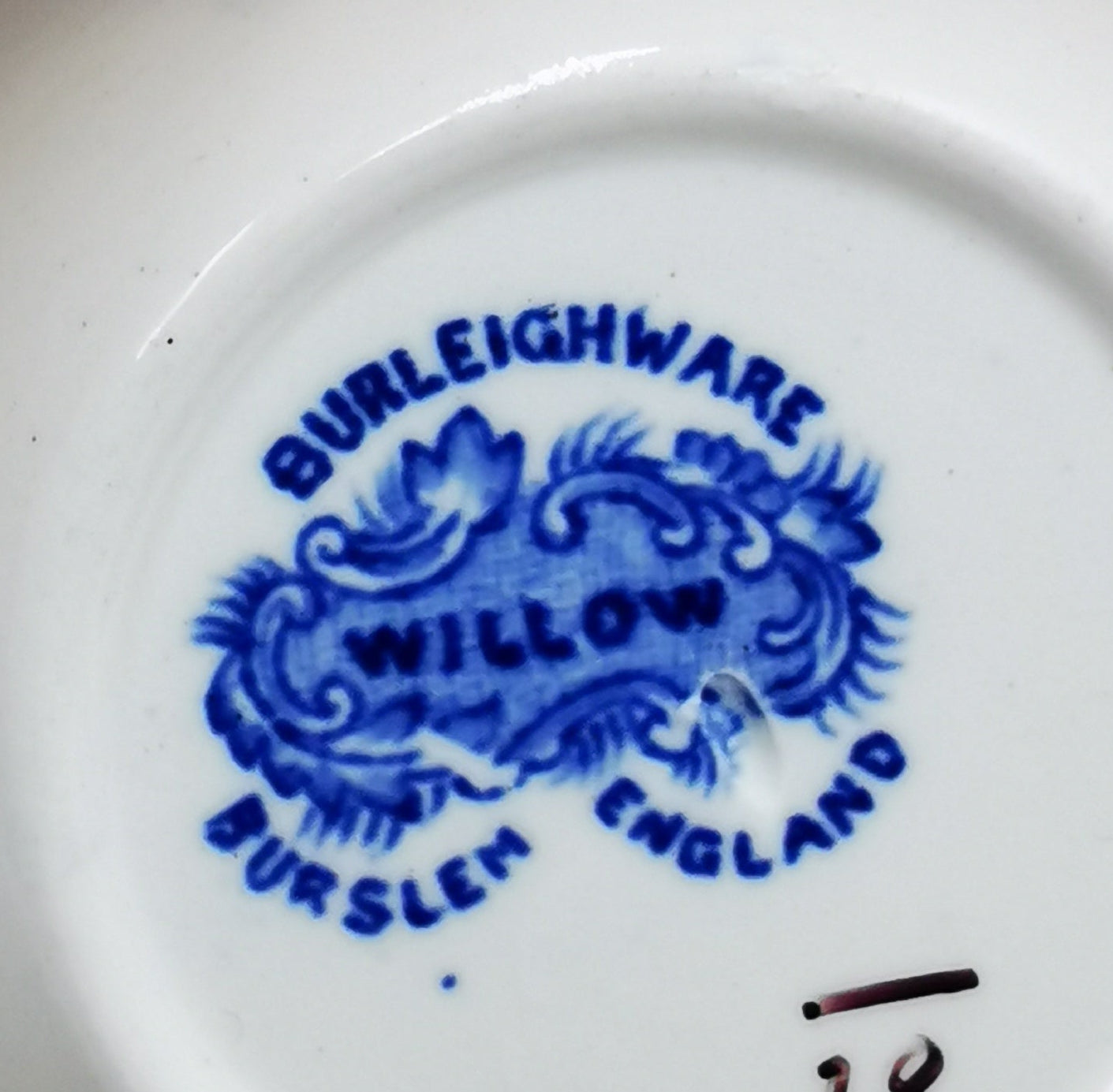 Burgess & Leigh Burleigh Ware Willow Blue and White China Demitasse Saucer & Free Cup