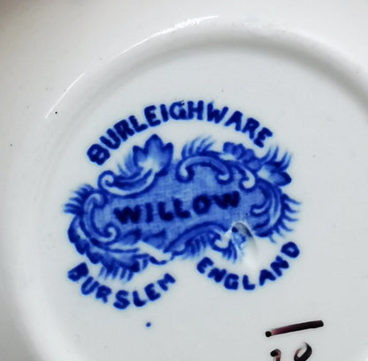 Burgess & Leigh Burleigh Ware Willow Blue and White China Demitasse Saucer & Free Cup