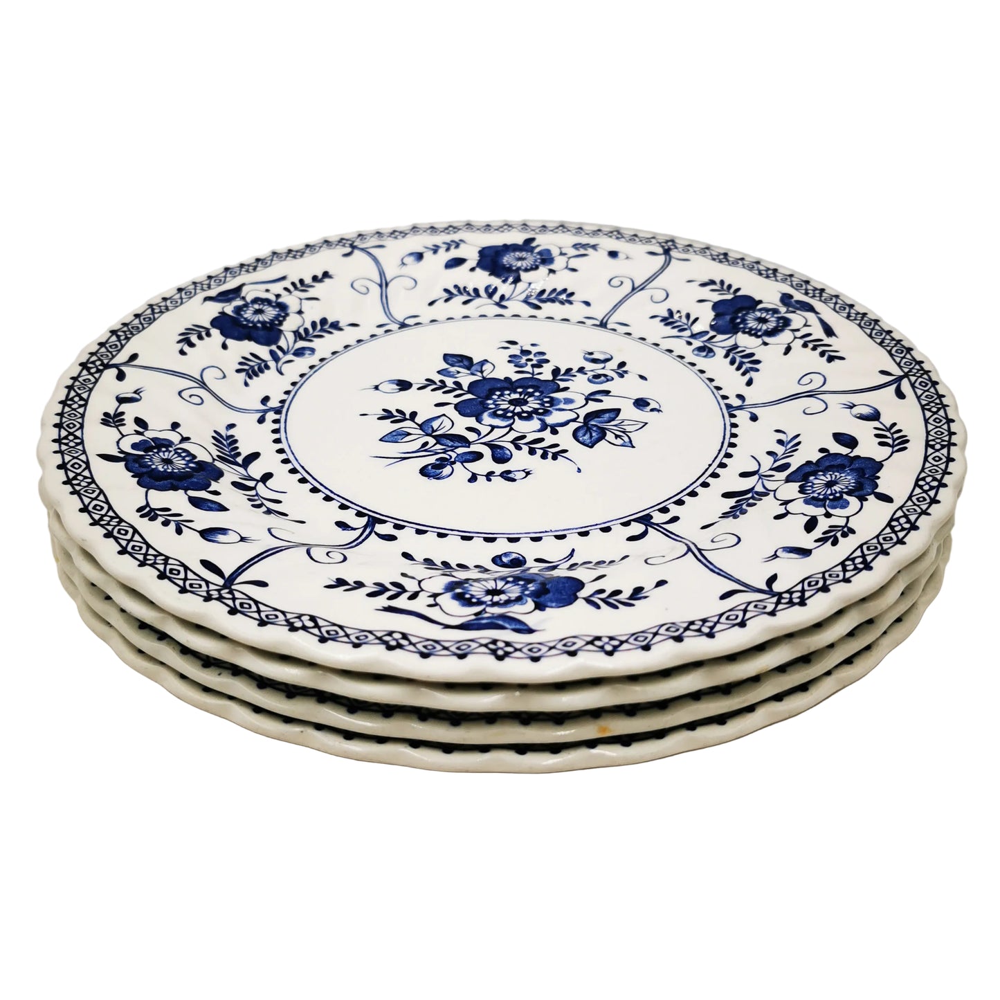 Vintage Johnson Brothers Indies Blue and White China Dinner Plate
