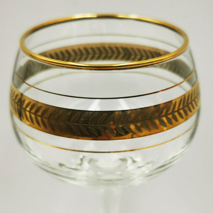 Set of 6 Vintage Gilt Rimmed Wine Hock Glasses