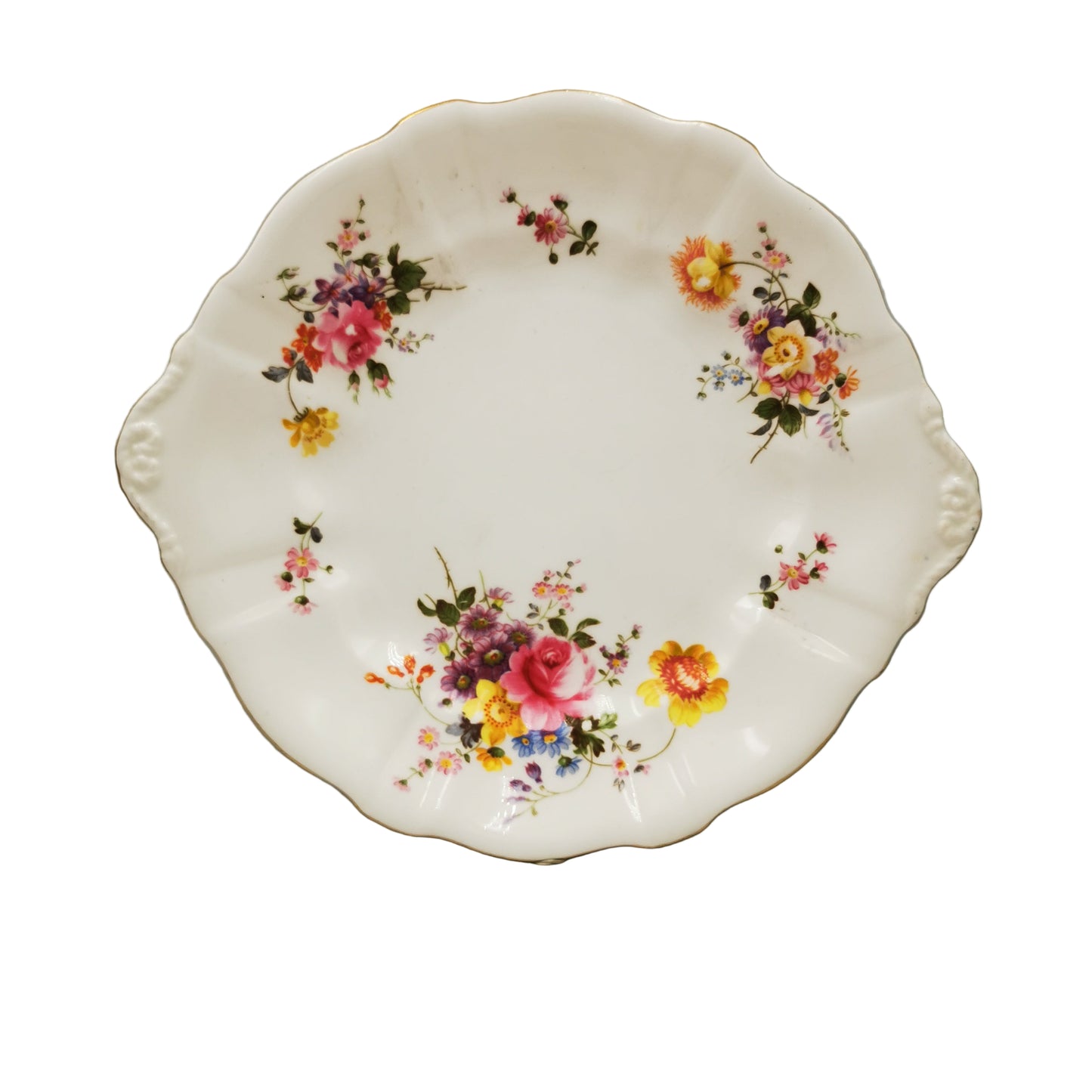 Antique Royal Crown Derby China Posies Round 8-7/8th-inch Cake Plate